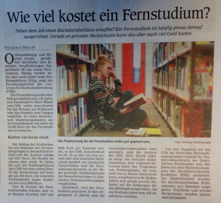 AUTOR: OT | TITLE: Wie viel kostet ein FERNstudium? | DESCRIPTION: Artikel aus dem Offenburger Tageblatt vom 24.05.2025